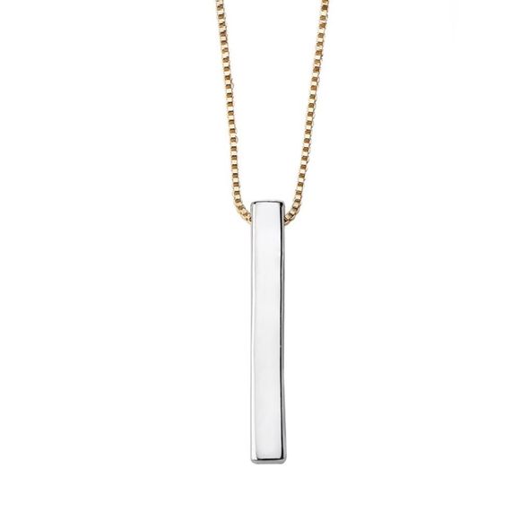 NWT 👄 SLEEK ARROW TRENDY BAR NECKLACE GOLD CHAIN AND SILVER BAR SUPER SEXY - Picture 1 of 11